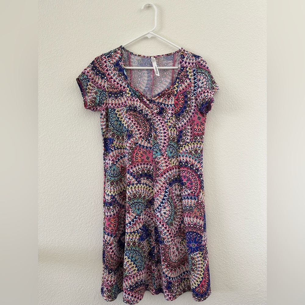 Colorful Patterned Short Sleeve Dress